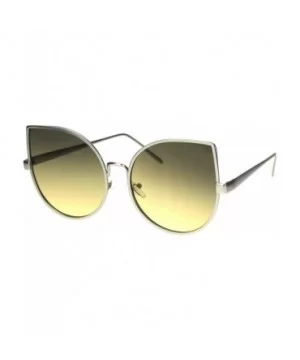 Womens Metal Rim Round Cat Eye Retro Fashion Sunglasses - Silver Brown - C812I79ON4V $5.73 Round