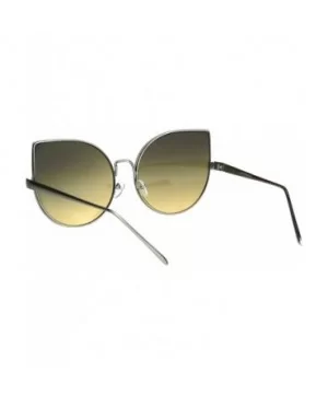 Womens Metal Rim Round Cat Eye Retro Fashion Sunglasses - Silver Brown - C812I79ON4V $5.73 Round