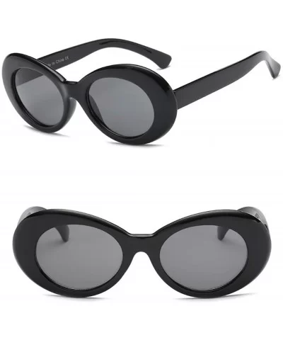 Women Retro Vintage Fashion Oval Round Clout Goggles Sunglasses - Black 2 Pack - CU18K3TZO80 $7.69 Oversized