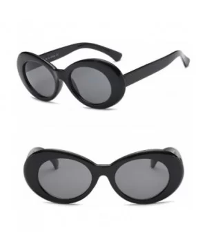 Women Retro Vintage Fashion Oval Round Clout Goggles Sunglasses - Black 2 Pack - CU18K3TZO80 $7.69 Oversized