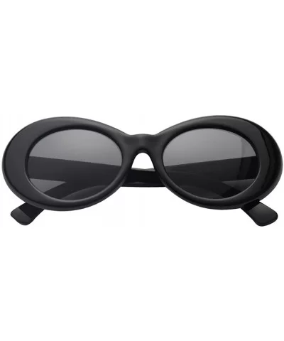 Women Retro Vintage Fashion Oval Round Clout Goggles Sunglasses - Black 2 Pack - CU18K3TZO80 $7.69 Oversized