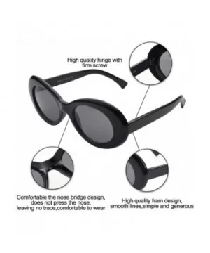 Women Retro Vintage Fashion Oval Round Clout Goggles Sunglasses - Black 2 Pack - CU18K3TZO80 $7.69 Oversized