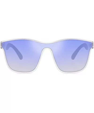 Fashion Siamese Lens Sunglasses Women Succinct Style UV400 (Transparent/Blue) - CC18TNH03Z6 $9.81 Square