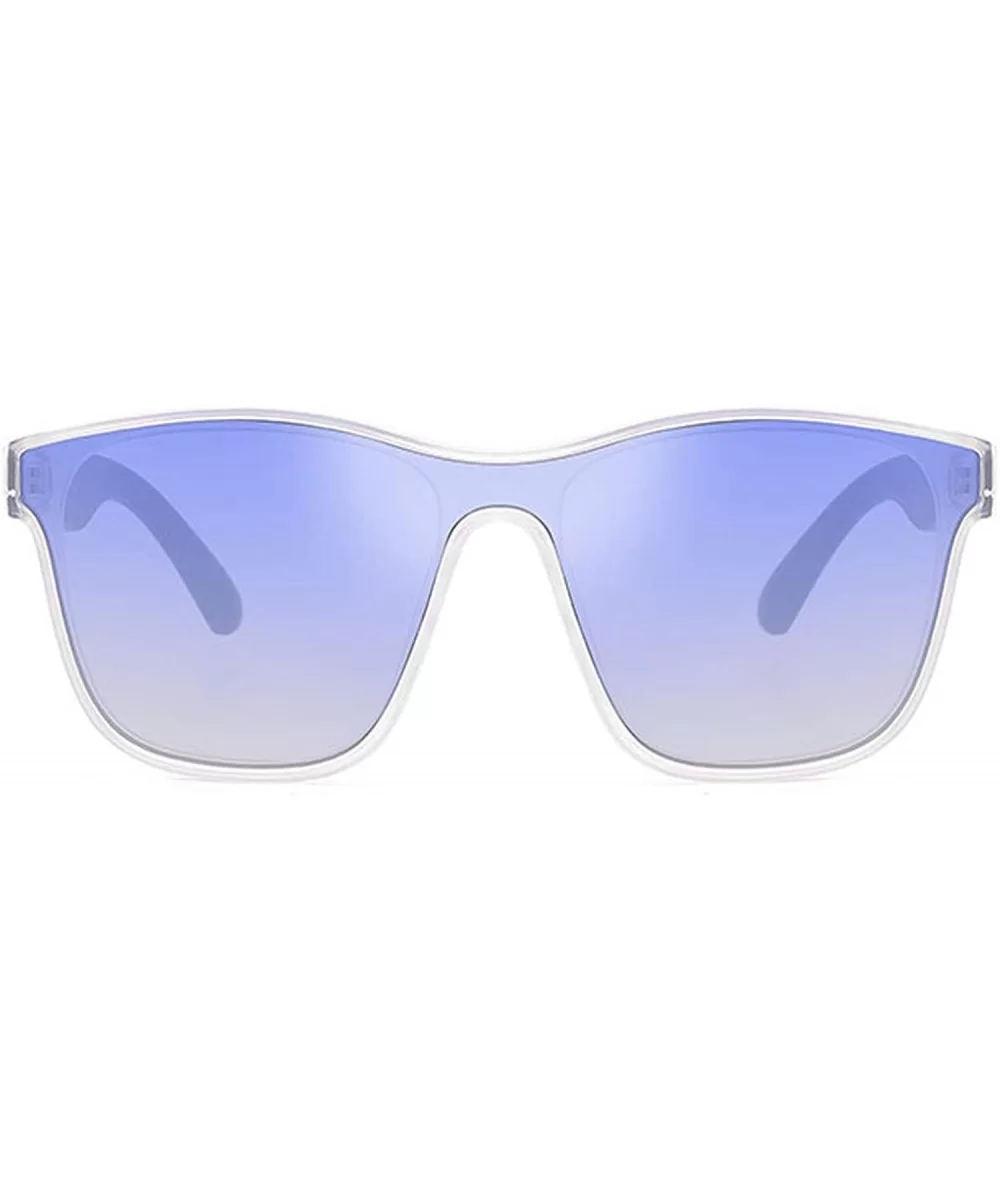 Fashion Siamese Lens Sunglasses Women Succinct Style UV400 (Transparent/Blue) - CC18TNH03Z6 $9.81 Square