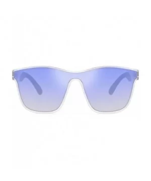 Fashion Siamese Lens Sunglasses Women Succinct Style UV400 (Transparent/Blue) - CC18TNH03Z6 $9.81 Square