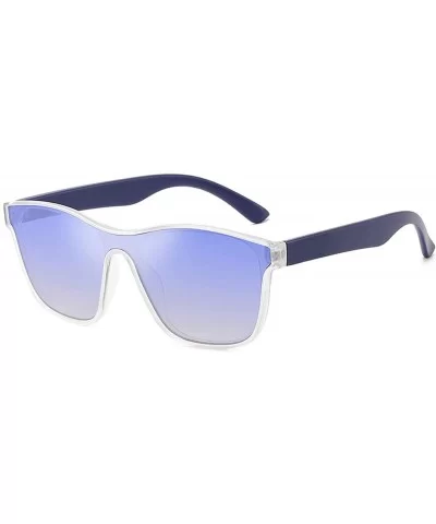 Fashion Siamese Lens Sunglasses Women Succinct Style UV400 (Transparent/Blue) - CC18TNH03Z6 $9.81 Square