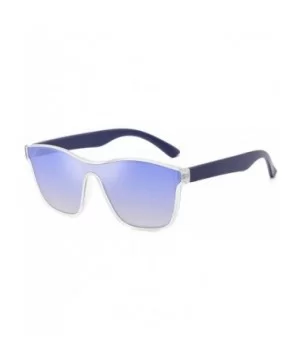 Fashion Siamese Lens Sunglasses Women Succinct Style UV400 (Transparent/Blue) - CC18TNH03Z6 $9.81 Square