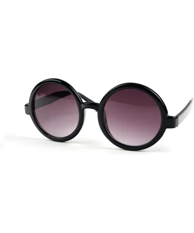 Unisex Vintage Retro Round Frame Sunglasses P1151 (Black-Gradient Smoke Lens) - CD11BRN1TKL $15.12 Round