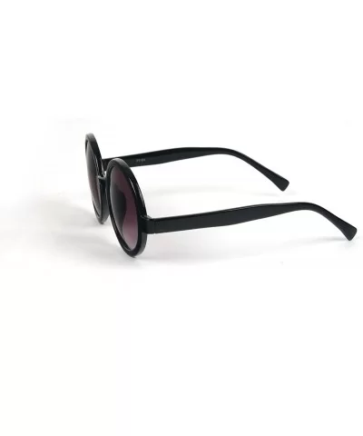 Unisex Vintage Retro Round Frame Sunglasses P1151 (Black-Gradient Smoke Lens) - CD11BRN1TKL $15.12 Round