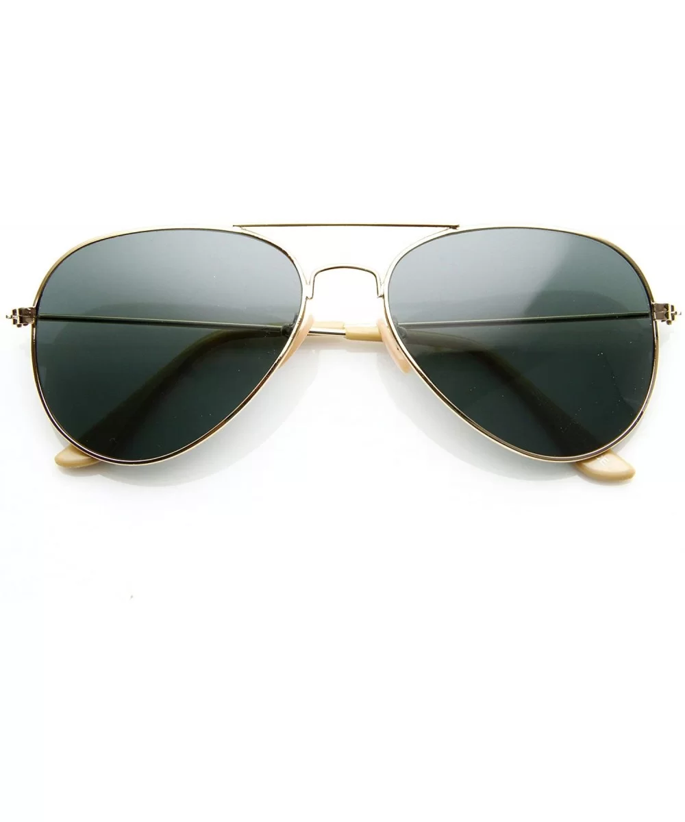 Classic Aviator Nickel Plated Gold Frame Dark Green G-15 Lens Sunglasses - CI11PXOXTT9 $10.68 Aviator