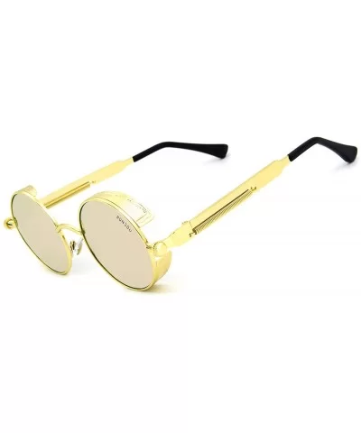 Steampunk Style Round Vintage Polarized Sunglasses Retro Eyewear UV400 Protection Matel Frame - CN17YT0S5EU $13.19 Square