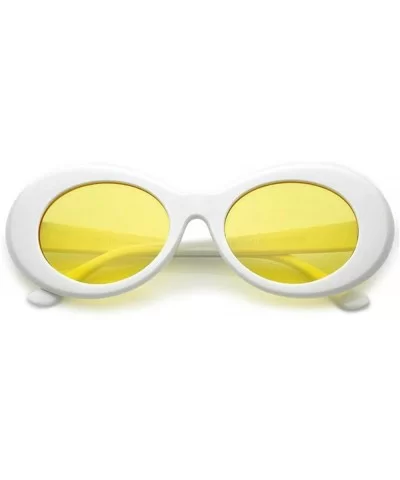 Retro Clout Goggles Oval Sunglasses Mod Thick Frame Kurt Cobain - White/Yellow - CE189S69UDA $5.69 Oval