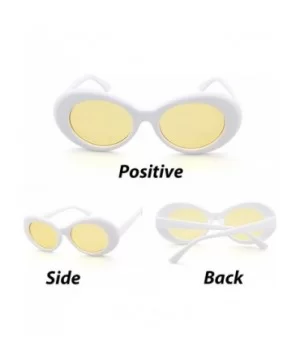 Retro Clout Goggles Oval Sunglasses Mod Thick Frame Kurt Cobain - White/Yellow - CE189S69UDA $5.69 Oval