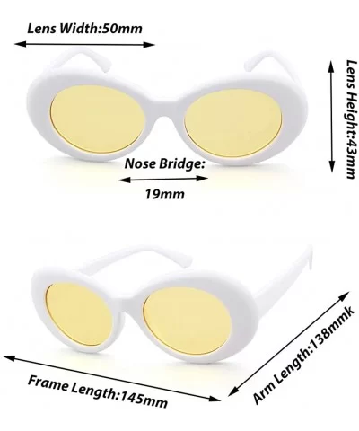 Retro Clout Goggles Oval Sunglasses Mod Thick Frame Kurt Cobain - White/Yellow - CE189S69UDA $5.69 Oval