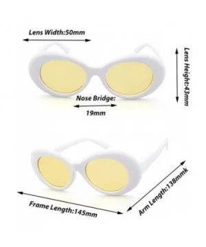 Retro Clout Goggles Oval Sunglasses Mod Thick Frame Kurt Cobain - White/Yellow - CE189S69UDA $5.69 Oval