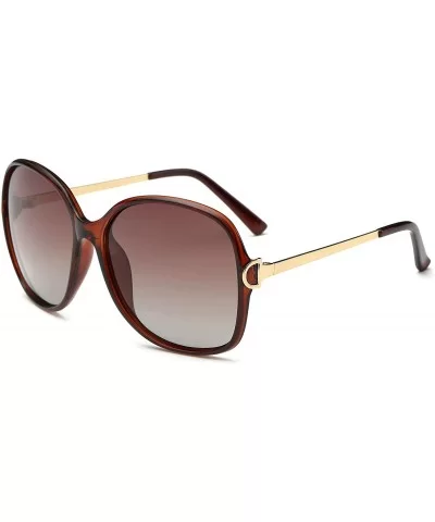 Simple Style Polarized Sunlgasses Womens Mens Oversized Frame Mirrored Lens - Brown - CB18HE36ODO $7.52 Rectangular