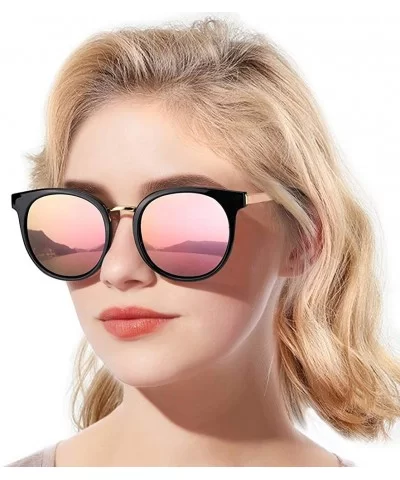 Oversized Sunglasses Women Polarized Protection - Jet Black Frame/Yellow Lens - CK18RIWIR65 $16.75 Oversized