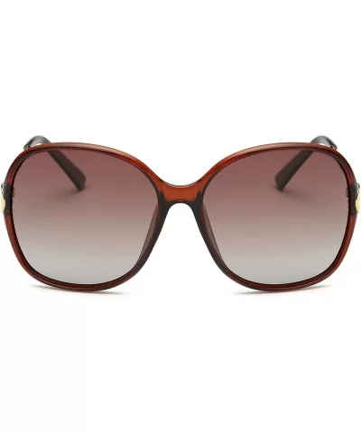 Simple Style Polarized Sunlgasses Womens Mens Oversized Frame Mirrored Lens - Brown - CB18HE36ODO $7.52 Rectangular