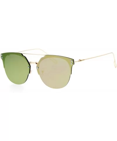 Mirrored Mirror Hipster Rimless Horn Rim Sunglasses - Gold Peach - CX12DST68Z7 $9.31 Wayfarer