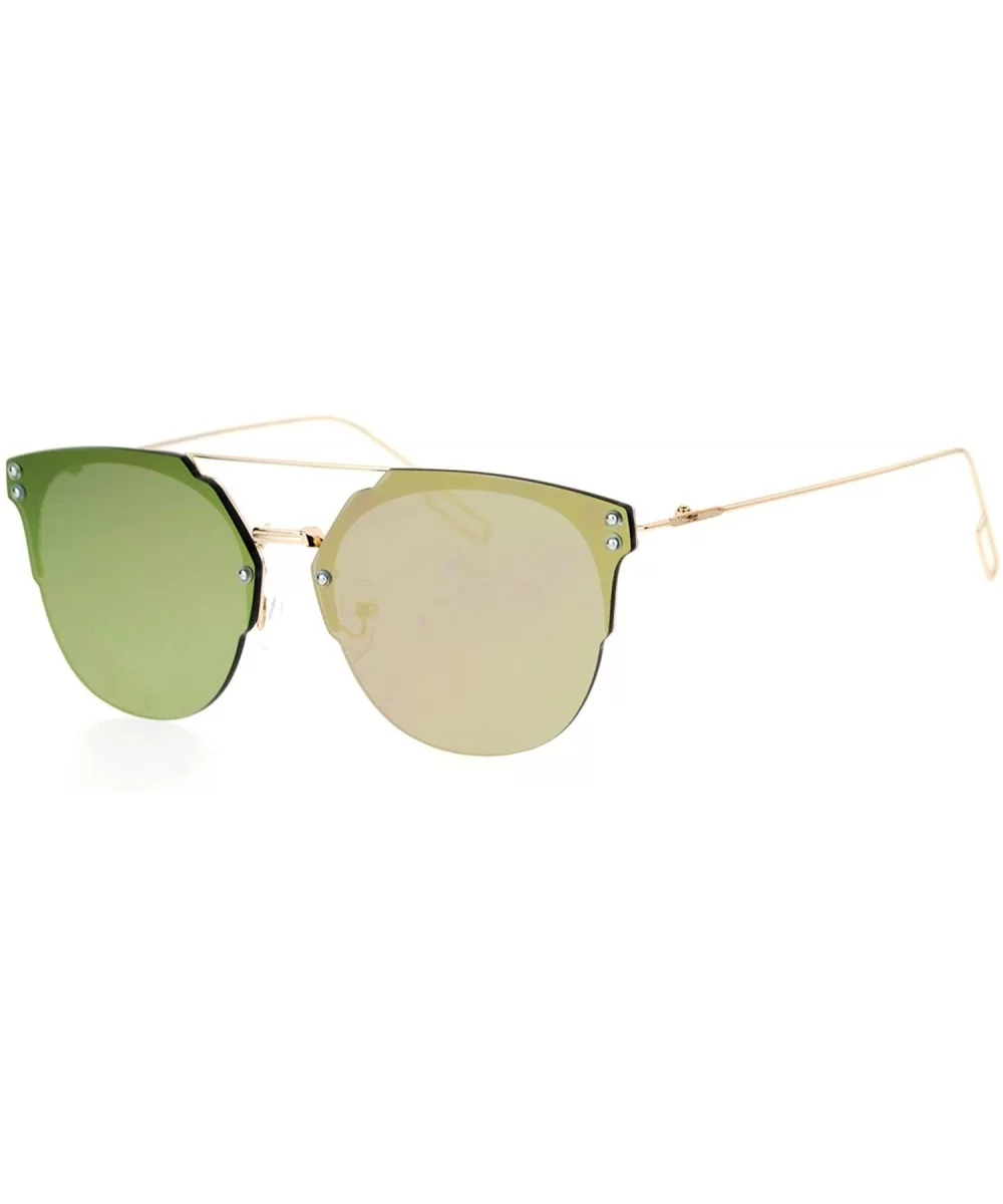 Mirrored Mirror Hipster Rimless Horn Rim Sunglasses - Gold Peach - CX12DST68Z7 $9.31 Wayfarer