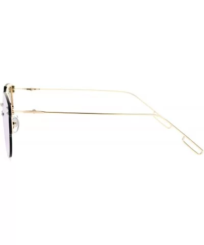 Mirrored Mirror Hipster Rimless Horn Rim Sunglasses - Gold Peach - CX12DST68Z7 $9.31 Wayfarer