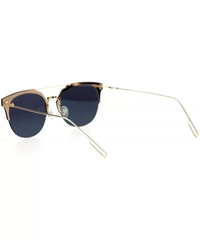 Mirrored Mirror Hipster Rimless Horn Rim Sunglasses - Gold Peach - CX12DST68Z7 $9.31 Wayfarer