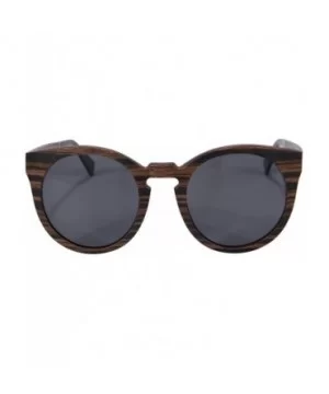 Retro Vintage Polarized Wood Sunglasses Wood Frame-SG73006 - Ebony- Grey - CV18DUK3COL $30.75 Aviator