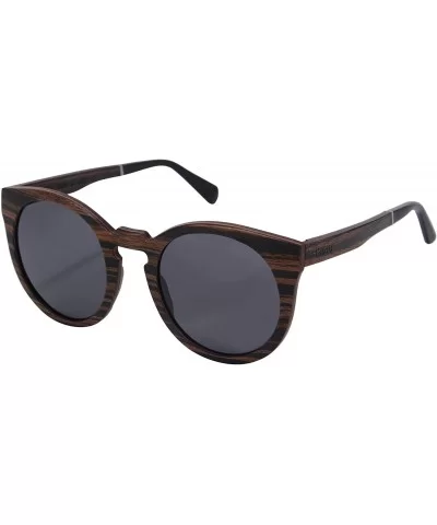 Retro Vintage Polarized Wood Sunglasses Wood Frame-SG73006 - Ebony- Grey - CV18DUK3COL $30.75 Aviator