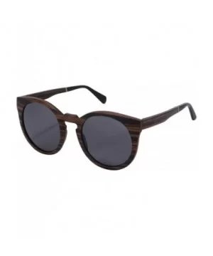 Retro Vintage Polarized Wood Sunglasses Wood Frame-SG73006 - Ebony- Grey - CV18DUK3COL $30.75 Aviator