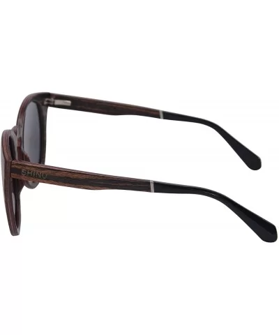 Retro Vintage Polarized Wood Sunglasses Wood Frame-SG73006 - Ebony- Grey - CV18DUK3COL $30.75 Aviator