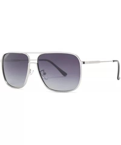 Men's Retro Polarized Sunglasses New TAC1.1 Glasses Outdoor Driving Sunglasses - Silver Grey C4 - CV1905070YE $16.00 Square