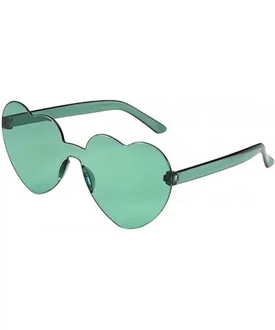 Love Heart Shaped Sunglasses Women PC Frame Resin Lens Sunglasses UV400 Sunglass - Army Green - CM190DZ6I6Z $6.25 Goggle