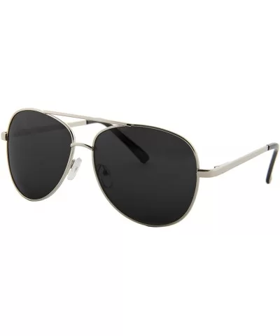 Unisex Sunglasses Classic Polarized UV400 Double Bridge AVIATOR Black - Metal Silver Frame / Black Lens - C018IS3M2O9 $5.78 G...