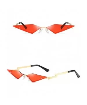 Rimless Cat Eye Mirror Sunglasses Female 2020 Vintage Metal Uv400 Gift Party - Gold With Red - CE196Z9QZZX $6.10 Cat Eye