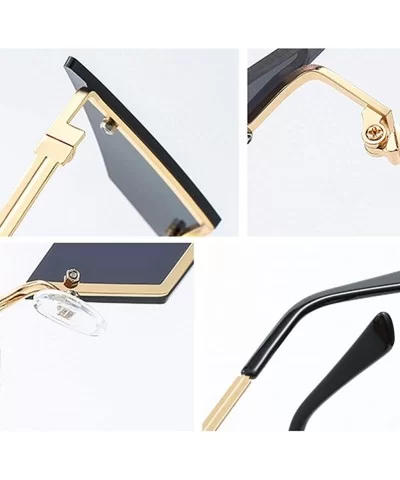 Rimless Cat Eye Mirror Sunglasses Female 2020 Vintage Metal Uv400 Gift Party - Gold With Red - CE196Z9QZZX $6.10 Cat Eye