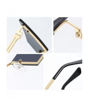 Rimless Cat Eye Mirror Sunglasses Female 2020 Vintage Metal Uv400 Gift Party - Gold With Red - CE196Z9QZZX $6.10 Cat Eye