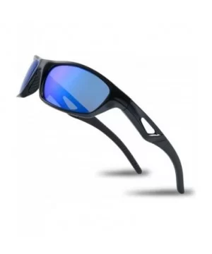 Sunglasses for Men Women-Polarized Sports for Cycling Fishing Running - Blue&black - CJ18Z2XTKGI $12.97 Rimless