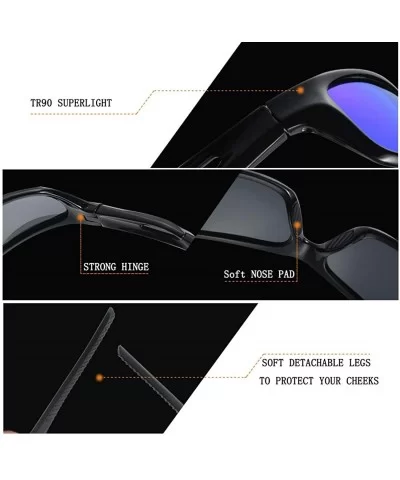 Sunglasses for Men Women-Polarized Sports for Cycling Fishing Running - Blue&black - CJ18Z2XTKGI $12.97 Rimless