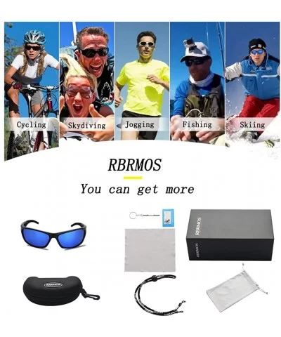 Sunglasses for Men Women-Polarized Sports for Cycling Fishing Running - Blue&black - CJ18Z2XTKGI $12.97 Rimless