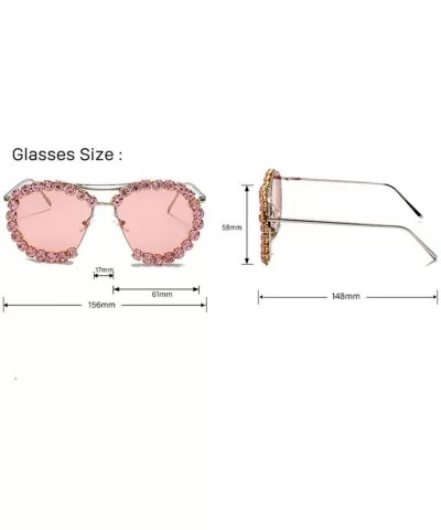 Sun Cut Edge Ocean Piece Hand-Attached Diamond Sunglasses Round Sunglasses Men and Women Glasses - 7 - CI190EYMGZ0 $24.53 Sport