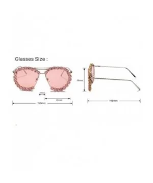 Sun Cut Edge Ocean Piece Hand-Attached Diamond Sunglasses Round Sunglasses Men and Women Glasses - 7 - CI190EYMGZ0 $24.53 Sport