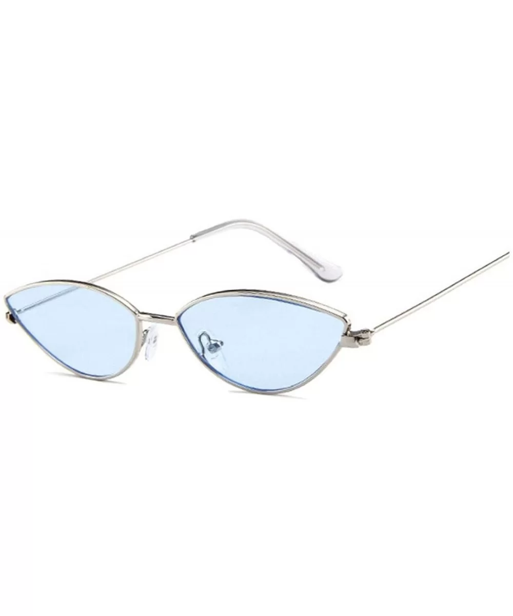 Fashion Vintage Cat Eye Sunglasses Women Metal Luxury Rose Gold Mirror Sun Glasses UV400 - Silverblue - CI197Y7CI3Y $13.14 Go...