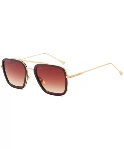 Iron Man Tony Stark Sunglasses Square Metal Frame Men Women - Tea - C018U23KA2M $10.33 Aviator