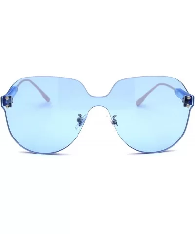 Womens Thick Plastic Rimless Shield Butterfly Ironic Sunglasses - Blue - CI18W4HQ4CC $8.43 Rimless