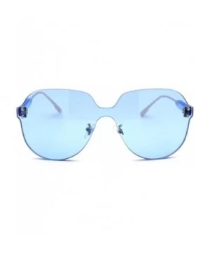 Womens Thick Plastic Rimless Shield Butterfly Ironic Sunglasses - Blue - CI18W4HQ4CC $8.43 Rimless