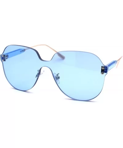 Womens Thick Plastic Rimless Shield Butterfly Ironic Sunglasses - Blue - CI18W4HQ4CC $8.43 Rimless