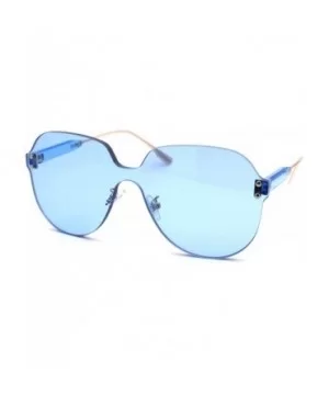 Womens Thick Plastic Rimless Shield Butterfly Ironic Sunglasses - Blue - CI18W4HQ4CC $8.43 Rimless