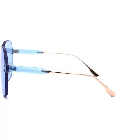 Womens Thick Plastic Rimless Shield Butterfly Ironic Sunglasses - Blue - CI18W4HQ4CC $8.43 Rimless