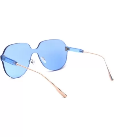 Womens Thick Plastic Rimless Shield Butterfly Ironic Sunglasses - Blue - CI18W4HQ4CC $8.43 Rimless