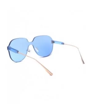 Womens Thick Plastic Rimless Shield Butterfly Ironic Sunglasses - Blue - CI18W4HQ4CC $8.43 Rimless